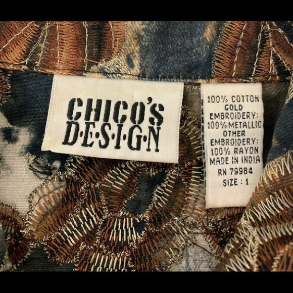 Chico’s Design Vintage Denim Patterned  Jacket - Picture 4 of 6